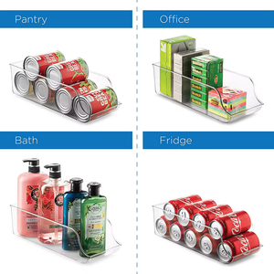 Clear Rectangle <strong>Plastic</strong> Refrigerator Pop Soda Can Dispenser Beverage Organizer <strong>Bins</strong> Food Pantry <strong>Storage</strong> <strong>Bin</strong> Fridge Freezer - Product Image 6