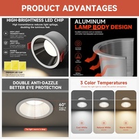Plafonnier LED encastré en aluminium 7W, design anti-éblouissement, trois couleurs changeantes, éclairage intérieur, maison, bureau, hôtel