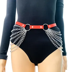 新しいファッションセクシーパーティーパンクスタイルウエストチェーンカジュアルセックスベルトレザーボディジュエリーSMハーネスカップル向け - Product Image 2
