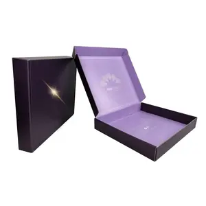 Высококачественная двухсторонняя Гофрированная коробка фиолетовый картон для одежды бумажная упаковка почтовая коробка