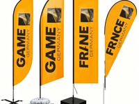Kit de drapeau plume FREEFORM imprimé par transfert thermique double face de qualité marine Wai Kwan pour la publicité des salons de coiffure, drapeau personnalisé