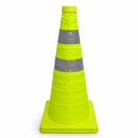 Cône de signalisation rétractable et pliable vert de 45 cm, portable et réfléchissant, pour les urgences automobiles et la signalisation routière