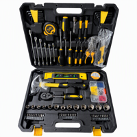 Perangkat Perkakas Tangan Rumah Tangga Profesional 108-in-1, Set Obeng, Palu, Kunci Pas, Ratchet, Soket, Kotak Perkakas Keras OEM