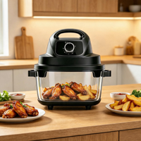 Longbank Nouvelle Friteuse à Air Électrique Numérique Non Toxique, Capacité 4.8L+6L, Matériau en Verre, 1700W, Cuisson Rapide Turbo, Sans Huile