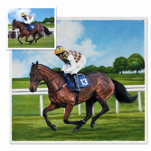 Peinture à l'huile personnalisée peinte à la main, chevaux <span class=keywords><strong>de</strong></span> course, jockey, art équestre, <span class=keywords><strong>toile</strong></span> murale pour la décoration <span class=keywords><strong>de</strong></span> la maison ou du bureau, vente en gros - Product Image 1