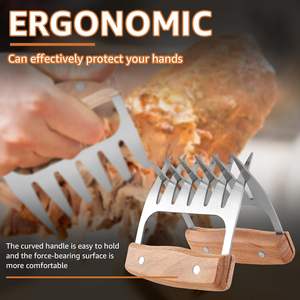 Garra Desmenuzadora de Carne de Acero Inoxidable con Mango de Madera, Accesorios para Barbacoa y Camping al Aire Libre - Product Image 5
