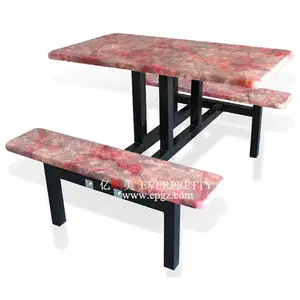 School Furniture Supplier High Quality Marble Dining Table and Bench