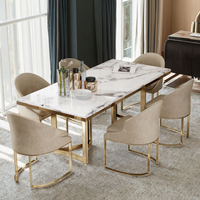 Table de salle à manger européenne en acier inoxydable de conception moderne et simple, lumière, meubles de maison de luxe pour les petites familles, hôtels, mariages