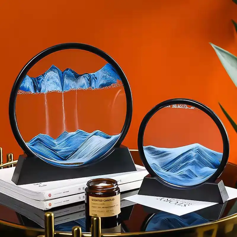 Yaratıcı doğum günü hediyesi 3D kum saati ofis hediye yuvarlak Quicksand boyama oturma odası dekorasyon