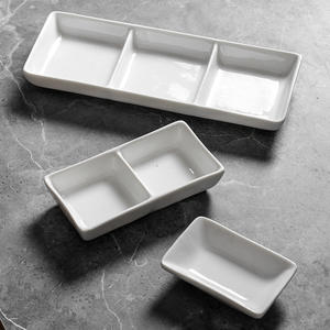 Plats à sauce en céramique de porcelaine émaillée, assiettes à collation divisées, compatibles micro-ondes, forme irrégulière, style moderne et luxueux, marque <span class=keywords><strong>JUNYA</strong></span> - Product Image 2