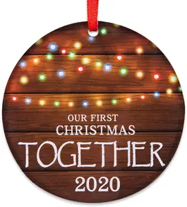 Nuestra primera Navidad juntos 2020 3 "rústico 1st vacaciones regalo de Navidad novio novia cuarentena regalo