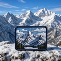 Patchs brodés OEM rectangulaires Montagne enneigée Nuages Verdure persistante Haute densité Réalistes à coudre pour l'hiver en montagne