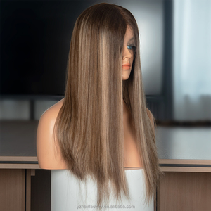 Perruques Lace Front en Soie Naturelle Ondulée Marron avec Mèches, 100% Cheveux Humains Vierges, Vente Chaude Directe d'Usine en Israël - Product Image 2