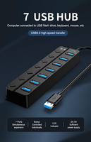Adaptateur multiport USB 3.1, concentrateur USB 3.0 à 7 ports avec interrupteur d'alimentation individuel pour ordinateur portable