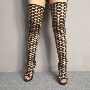HMB217 cava sopra il ginocchio rivetto stivali scarpe alla moda per le donne caricamenti del sistema freddi scarpe <span class=keywords><strong>sandali</strong></span> per le donne - Product Image 4