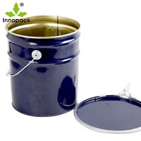 Seau à peinture en métal à ouverture supérieure de 20 litres, seau en acier de 20 LITRES pour peinture à base d'huile avec anneau de verrouillage à levier