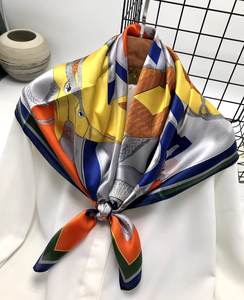 Novedad de verano para mujer, estilo <span class=keywords><strong>Dogtooth</strong></span>, 90x90cm, bufanda cuadrada de seda, bufandas tradicionales para protección del cuello, chales franceses - Product Image 5