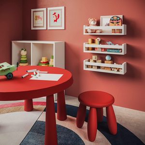 3 White Nursery Room <strong>Shelves</strong> - Solid Wood Ideal for Books, Toys and Decor (Whitewashed <strong>Grey</strong>) - Product Image 2