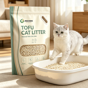 Litière pour <span class=keywords><strong>chat</strong></span> en tofu en vrac, naturelle, biodégradable, agglomérante, sans poussière, écologique, à marque privée, prix d'usine - Product Image 1