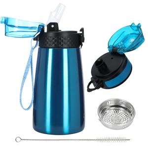 Oem Custom Electroplated Blue Insulated Vacuum Flask Stainless Steel <b>Kids</b> Water Bottle With Straw - Product Image 2