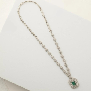 Emerald Style Moissanite 925 Silver Art Deco <b>Necklace</b> White Stones Bridal <b>Statement</b> Wedding Jewelry Elegant Design Style - Product Image 2