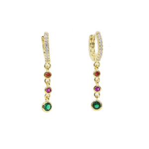 Promotion Colorful Round Dot Cz Tassel <strong>Gold</strong> Silver Plated Fashion Trendy Women <strong>Dangle</strong> <strong>Earring</strong> - Product Image 4