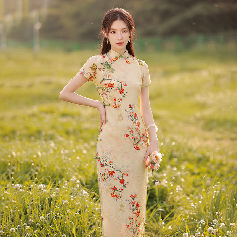 Elegant Fashion Gold Chinese Dresses for Women & Girls