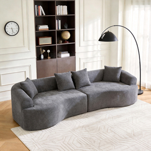 Sealed Vacuum Roll Arc Modular Curved <b>Sofa</b> Custom Sizes Premium Weave Fabric Lounge Couch Boneless <b>Foam</b> Compact Packaging - Product Image 3