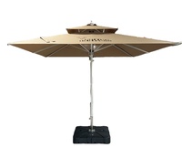 Parasol carré à mât central, auvent extérieur avec base d'eau, parasols décoratifs de style indien, chaises longues de plage avec parasols, table