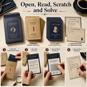 Juego de Cartas de <span class=keywords><strong>Clue</strong></span> Personalizadas para Detectives con 12 Sobres y Caja Plegable para Fiestas Misteriosas y Salas de Escape - Product Image 4