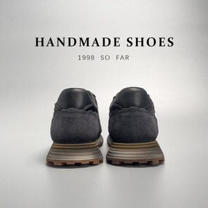 Zapatillas Retro Negras Hechas a Mano para Hombre, de Cuero Genuino con Malla, Suela de Goma en Capas, Ligeras, con Soporte y Antideslizantes para Uso Diario - Product Image 4