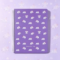 Carnet à spirales format A4 avec couverture en papier et pages intérieures colorées, impression numérique, motif éléphant mignon - Cadeau pour l'école