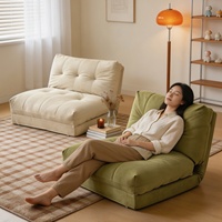 Canapé-lit pliant Cloud Roll Lazy Sofa en flanelle, rembourrage en coton de soie, style Tatami, couleur crème, chaise individuelle