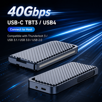 Enclosure SSD Thunderbolt 3/USB4 M.2 NVMe/SATA PCIe Gen4x4 40Gbps dengan Kipas Terintegrasi RGB LED, Tanpa Alat, Kapasitas Maksimal 8TB, Casing Aluminium 2230-80
