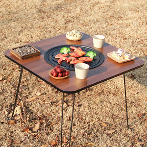 Moderno Premium della fabbrica cinese Barbecue a carbone pieghevole tavolo quadrato in legno con camino in ferro - Product Image 3