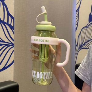 Dd4426 Large 1400Ml Plastic <b>Bottle</b> Leakproof <b>Straw</b> Cute Portable Children's <b>Drink</b> Cup Boiling Water Rope Dishwasher Safe - Product Image 4