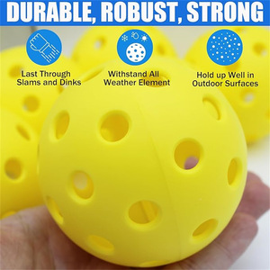 Balles de pickleball, 24 pièces, 40 trous, balles d'entraînement de couleur unie avec sac de transport en filet pour adultes, équipement de pickleball - Product Image 4