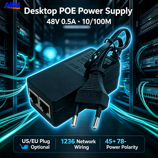 48V Passive PoE Injector 10/100Mbps Ethernet 24W Power Supply Adapter for IP Camera Wireless AP Home Office Network