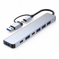 Adaptateur Hub USB 3.0 Type C 7-en-1 USB C 3.1 Multi-ports Lecteur de Cartes de Données TF PD en Alliage d'Aluminium Accessoires PC Informatique
