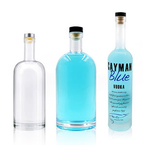 Bouteille de liqueur en verre avec bouchon en liège, 500ml <span class=keywords><strong>700ml</strong></span> 750ml 1000ml, Mini bulle vide pour boisson, vin, Whisky, spiritueux, Vodka, prix d'usine, personnalisé - Product Image 1