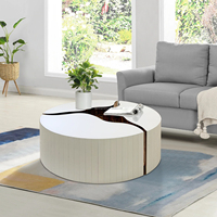 Europe luxe salon meubles style populaire en laiton fissure miroir verre table basse
