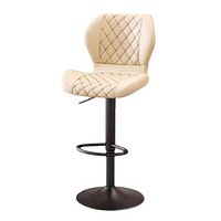 Chaise de bar pivotante haute de cuisine avec base ronde de 38,5 cm, réglable en hauteur, en cuir blanc, tabourets de luxe pour comptoir de bar