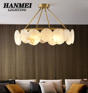 Lámpara de Techo Moderna Ajustable de Latón y Mármol con Base para Bombilla LED AC E14 HM-ZZ-8290, Lámpara Colgante Moderna para Dormitorio - Product Image 3