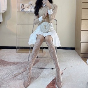 Ultra Thin Venus Jacquard White Stockings 0D Transparent Floral Pattern Women's Slimming Lolita Style Stockings - Product Image 3