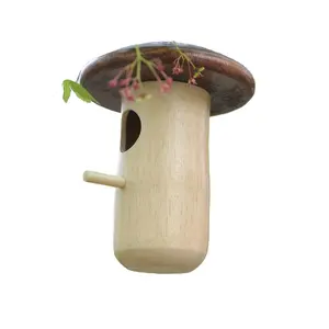 Fengzhi usine jardin créatif champignon colibri maison extérieure belle mini décoration artisanale en bois mangeoire à oiseaux suspendue