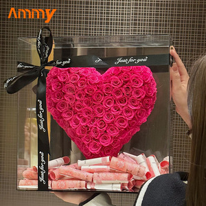 AM-PFE03CAmmy Preserved Natural Rose Mirror Acrylic <strong>Gift</strong> <strong>Box</strong> Valentine's Day Love Heart Real Flowers Wedding <strong>Christmas</strong> Large - Product Image 4