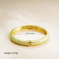 Bracelet Cloisonné en Cuivre Plaqué Or 14K, Style Chinois, Émail Coloré, Motif Floral Goutte à Goutte, Jonc Ouvert Printanier, Bijoux d'Inspiration Chinoise
