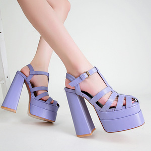 Nuovi Sandali Romani con Tacco Alto e Plateau da Donna, con Fibbia, <span class=keywords><strong>Neri</strong></span>, per Primavera ed Estate, Scarpe Eleganti - Product Image 3