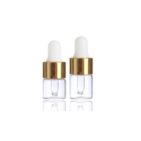 Kemasan Kosmetik Mewah Serum Perawatan Kulit Minyak Esensial Botol Kaca Mini 1ml 2ml 3ml 5ml Tutup Berlapis Emas Logo Kustom