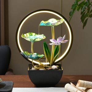 Ornamento de Lago de Lotos con Agua Fluyendo y Retroiluminación, Forma Redonda, para Decoración de Oficina y Sala de Estar - Product Image 1